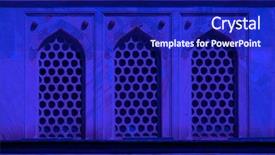  Presentation with building and wind - PPT theme enhanced with architectural window detail from old background and a navy blue colored foreground