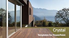  Presentation with garden - PPT theme enhanced with architecture - beautiful modern house with garden background and a coral colored foreground