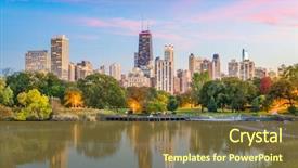  Presentation with lincoln - Cool new theme with architecture - chicago illinois usa downtown skyline backdrop and a tawny brown colored foreground