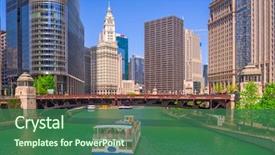  Presentation with chicago - Presentation design with architecture - chicago illinois usa sightseeing cruise background and a ocean colored foreground