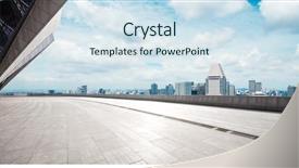  Presentation with architecture city - Amazing slide set having architecture - cityscape of modern city backdrop and a sky blue colored foreground