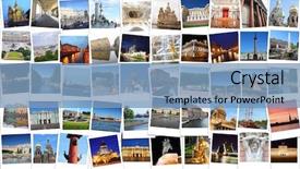  Presentation with saint - Cool new presentation with floating architecture - collage with saint-petersburg views backdrop and a teal colored foreground