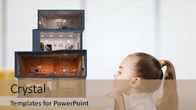  Presentation with dream - Cool new slide deck with architecture - design of your dream house backdrop and a coral colored foreground