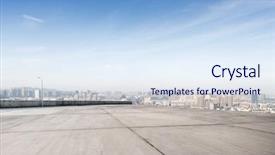  Presentation with foggy - Cool new PPT theme with architecture - empty concrete floor and cityscape backdrop and a sky blue colored foreground