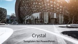  Presentation with architecture city - PPT theme having architecture - empty modern square and museum background and a light gray colored foreground