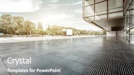  Presentation with square - Theme having architecture - empty modern square and skyscrapers background and a gray colored foreground