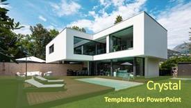  Presentation with villa - Theme with architecture - exterior modern white villa background and a tawny brown colored foreground