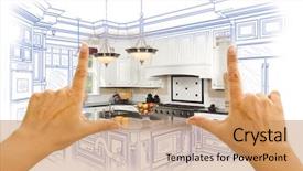  Presentation with drawing architecture - Audience pleasing PPT theme consisting of architecture - female hands framing custom kitchen backdrop and a coral colored foreground