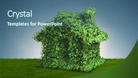  Presentation with green energy - Amazing PPT layouts having organic architecture - green energy house concept backdrop and a ocean colored foreground
