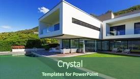  Presentation with infinity - Cool new slides with architecture - luxury villa with infinity pool backdrop and a ocean colored foreground