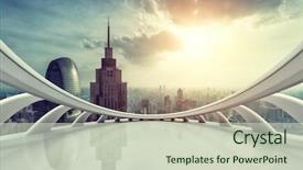  Presentation with architecture city - Presentation featuring architecture - modern city skyline with empty background and a soft green colored foreground