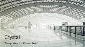  Presentation with station - Beautiful slide deck featuring architecture - modern hall of subway station backdrop and a light gray colored foreground