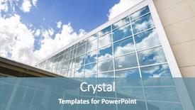  Presentation with modern building - Presentation theme featuring architecture - modern hospital building with glass background and a teal colored foreground