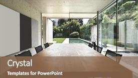  Presentation with dining table - Beautiful PPT layouts featuring architecture - modern house interior wooden dining backdrop and a tawny brown colored foreground