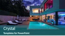  Presentation with led lights - Cool new theme with architecture - modern villa with colored led backdrop and a ocean colored foreground