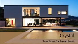 Presentation with villa - Amazing presentation theme having architecture - modern villa with pool night backdrop and a coral colored foreground