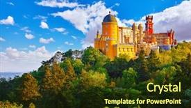  Presentation with landscape architecture - Presentation theme featuring architecture - palace of pena in sintra background and a tawny brown colored foreground
