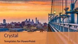  Presentation with philadelphia - PPT theme with architecture - philadelphia pennsylvania usa downtown skyline background and a gold colored foreground
