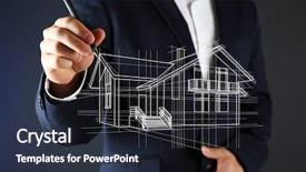  Presentation with drawing architecture - Presentation theme featuring architecture - real estate offer businessman drawing background and a tawny brown colored foreground