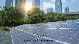  Presentation with solar park - Theme enhanced with architecture - solar panels in the park background and a seafoam green colored foreground