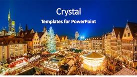  Presentation with traditional - PPT layouts enhanced with architecture - traditional christmas market background and a navy blue colored foreground