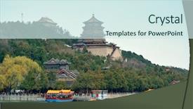  Presentation with historical architecture - Presentation design with architecture and boat in beijing background and a sky blue colored foreground