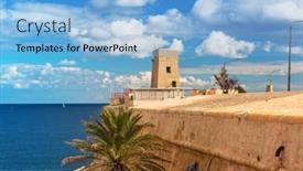  Presentation with malta - Beautiful PPT layouts featuring architecture-and-city-walls backdrop and a light blue colored foreground
