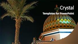  Presentation with palm - Cool new slide set with architecture and palm in night backdrop and a black colored foreground