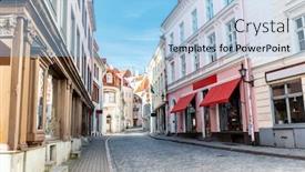  Presentation with architecture city - Presentation design featuring architecture-and-urban-concept-empty background and a light blue colored foreground