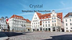  Presentation with town hall - Cool new PPT theme with architecture-and-urban-concept-empty backdrop and a light blue colored foreground