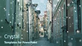  Presentation with architecture city - Beautiful theme featuring architecture-and-urban-concept-empty backdrop and a ocean colored foreground