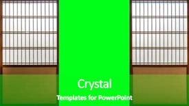  Presentation with 3d character sliding - Beautiful theme featuring architecture architectural slides - japanese room sliding paper door backdrop and a shamrock green colored foreground
