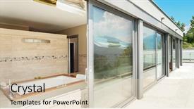  Presentation with modern school building - PPT layouts featuring architecture architectural slides - modern building view bathroom background and a lemonade colored foreground