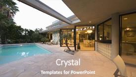  Presentation with architecture home - Slides having architecture architectural slides - view of swimming pool background and a coral colored foreground