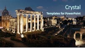  Presentation with forum - PPT theme enhanced with architecture at night panorama italy background and a ocean colored foreground