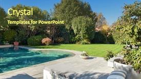  Presentation with sports table tennis two ping - Cool new theme with architecture beautiful garden with pool backdrop and a  colored foreground