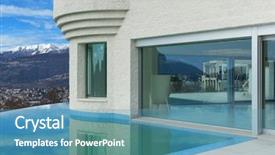  Presentation with landscape architecture - Slide set consisting of architecture beautiful landscape background and a teal colored foreground