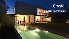  Presentation with architecture - Theme with architecture beautiful modern house outdoor background and a navy blue colored foreground