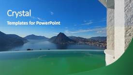  Presentation with infinity - Slide deck having architecture beautiful penthouse with infinity pool exterior background and a teal colored foreground