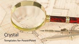  Presentation with architecture plans - Presentation theme having architecture blueprint - house plans magnifying background and a lemonade colored foreground