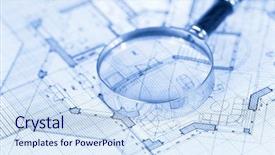  Presentation with architecture plans - PPT theme enhanced with architecture blueprint - house plans magnifying background and a  colored foreground