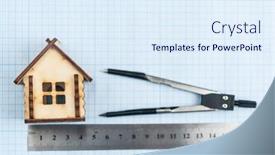 Presentation with drawing architecture - Slide deck enhanced with architecture-blueprint-house-model-ruler background and a sky blue colored foreground