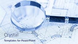  Presentation with architecture plans - PPT layouts enhanced with architecture blueprint - house plans magnifying glass background and a sky blue colored foreground