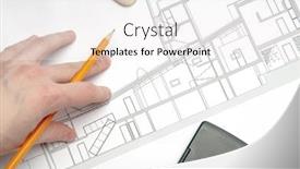  Presentation with blueprint - PPT theme enhanced with architecture blueprint tools background and a white colored foreground