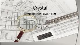  Presentation with architecture glass - Audience pleasing presentation theme consisting of architecture blueprints - house compass electronic backdrop and a light gray colored foreground