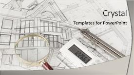  Presentation with architecture glass - Slides with architecture blueprints - house compass electronic background and a  colored foreground