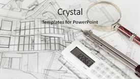  Presentation with architecture glass - PPT layouts consisting of architecture blueprints - house compass electronic background and a  colored foreground