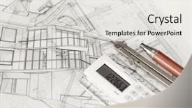  Presentation with mechanical and electronic engineering - Cool new presentation with architecture blueprints - house compass electronic backdrop and a light gray colored foreground