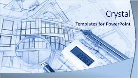  Presentation with architecture glass - Colorful presentation theme enhanced with architecture blueprints - house compass electronic backdrop and a  colored foreground