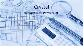  Presentation with architecture glass - PPT layouts enhanced with architecture blueprints - house compass electronic background and a sky blue colored foreground